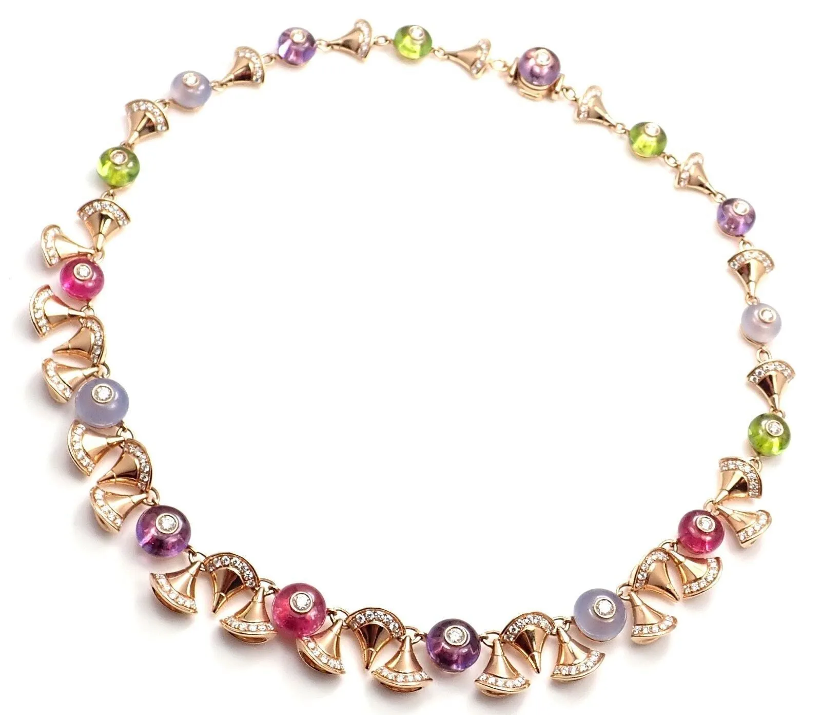 Authentic Bvlgari Bulgari Diva Dream Diamond Amethyst Rubellite Peridot Necklace