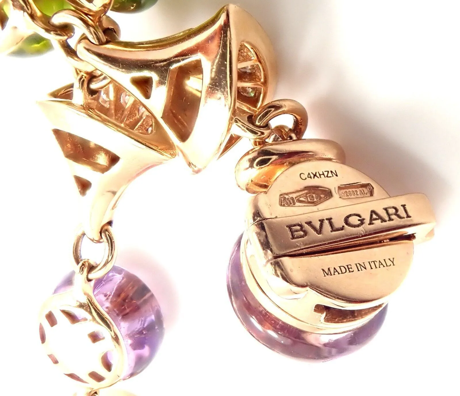 Authentic Bvlgari Bulgari Diva Dream Diamond Amethyst Rubellite Peridot Necklace