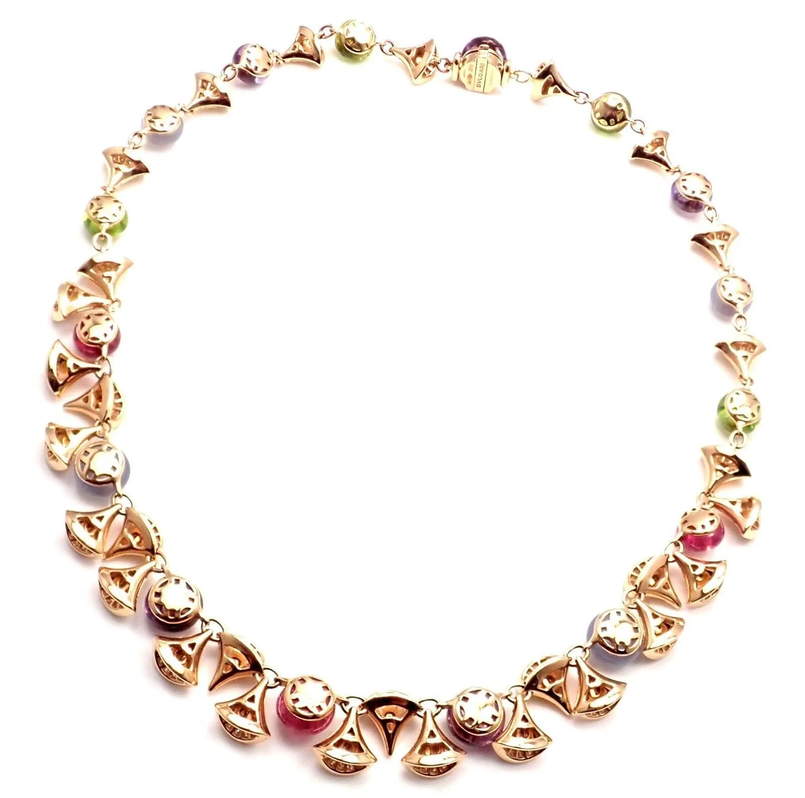 Authentic Bvlgari Bulgari Diva Dream Diamond Amethyst Rubellite Peridot Necklace