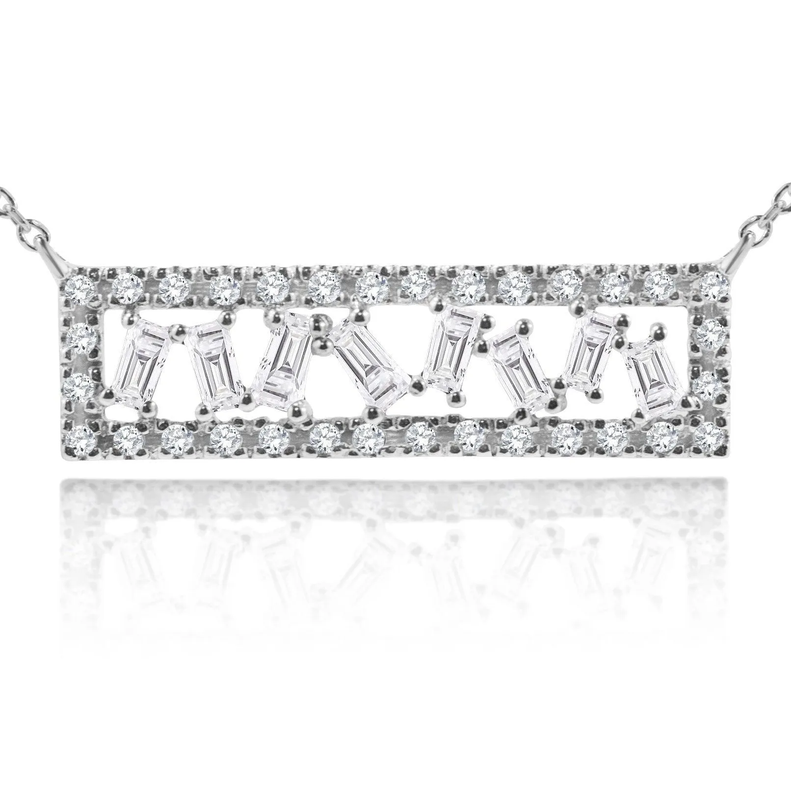 Baguette Diamond Bar Necklace