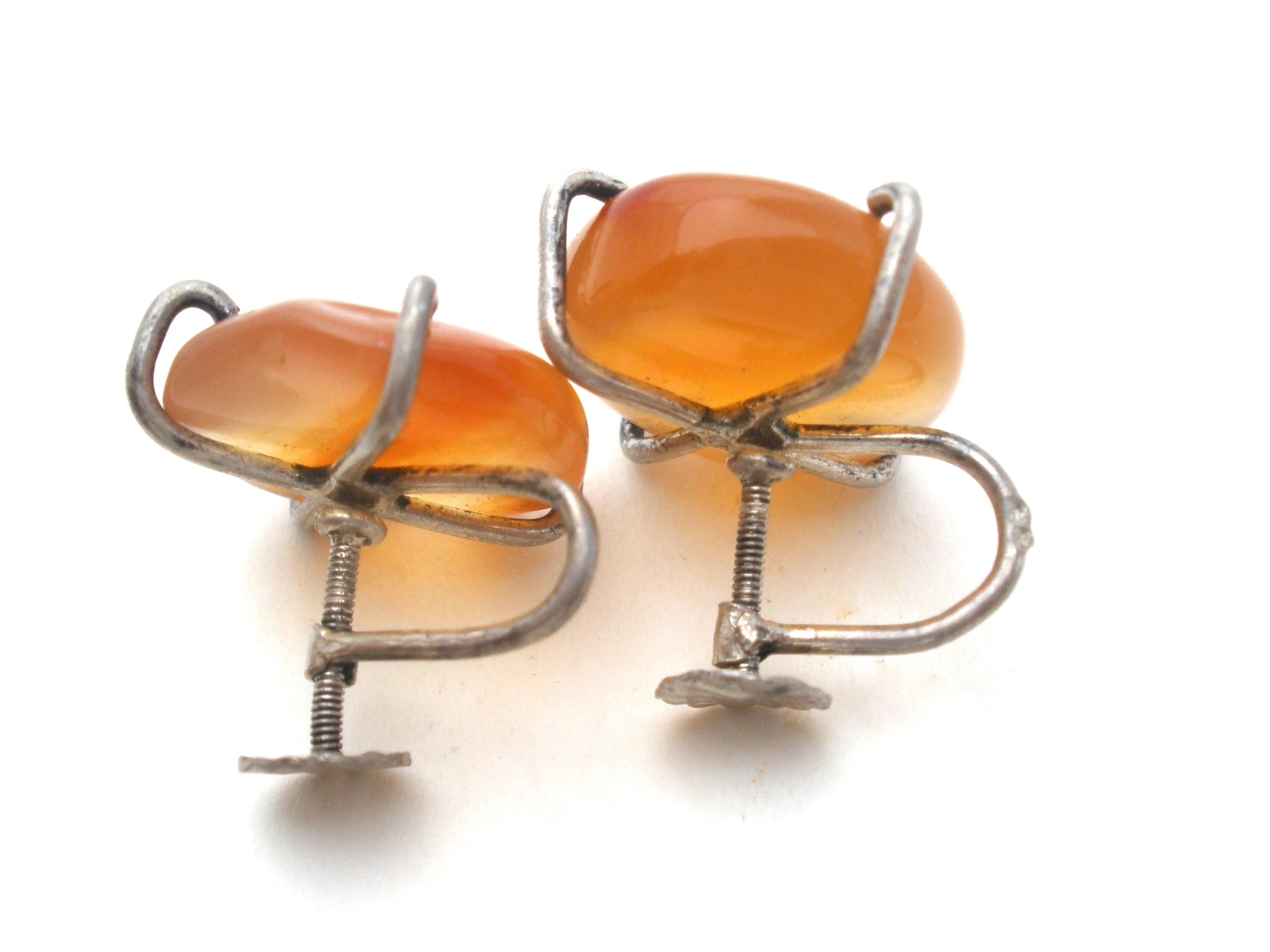 Banded Agate Earrings Sterling Silver Vintage