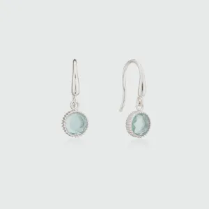 Barcelona Silver March Blue Topaz Birthstone Hook Earrings