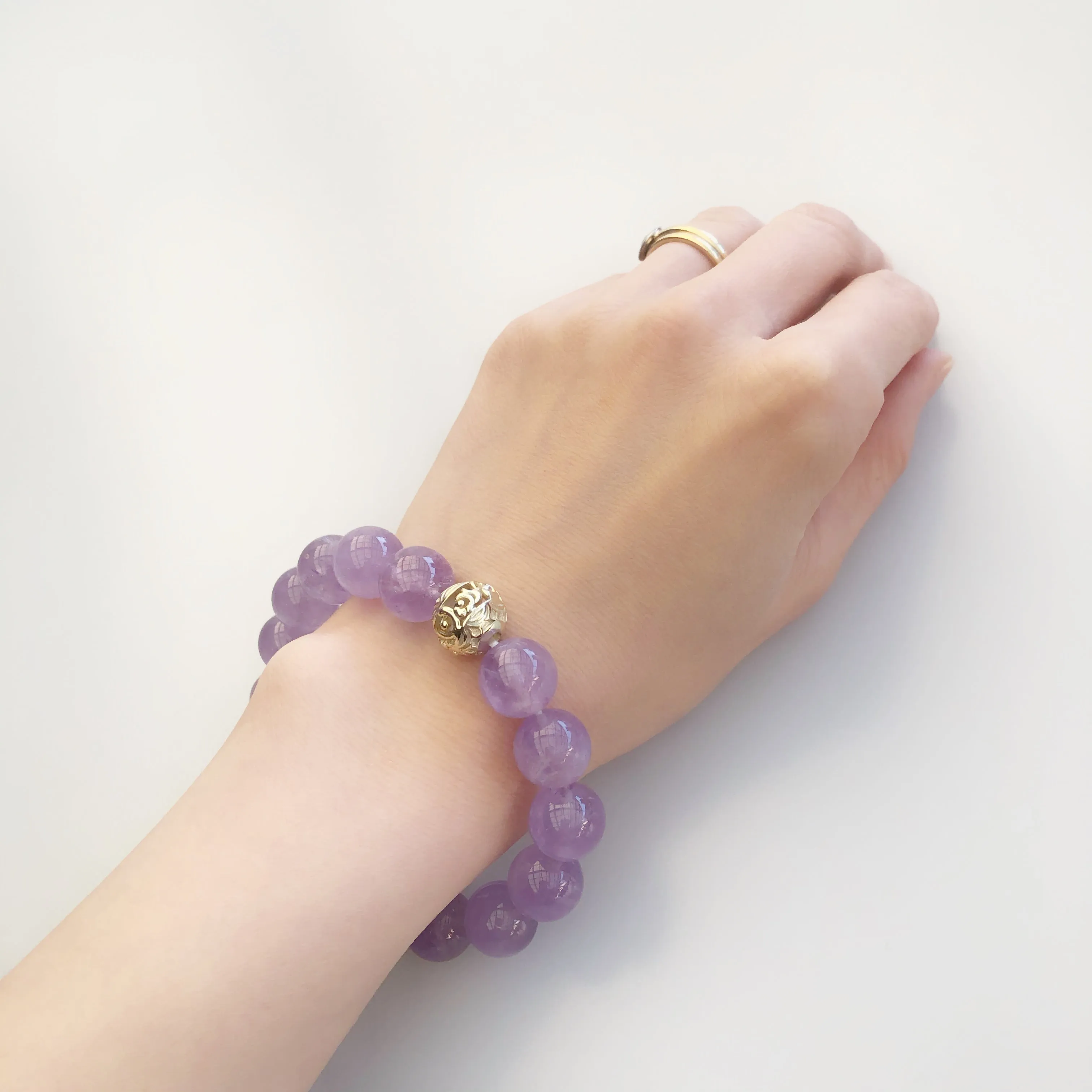 Beaded Amethyst Bracelet 12mm