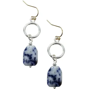 Bessi - 2 Tone blue rectangle gemstone earrings