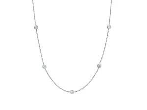 Bezel Set Diamond White Gold Necklace