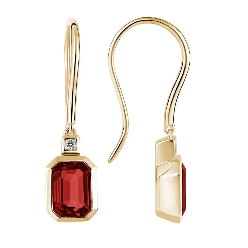 Bezel Set Garnet Dangle Earrings