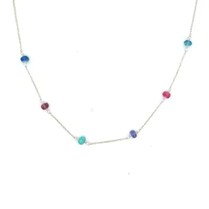 Birthstone Rondelle Station Necklace