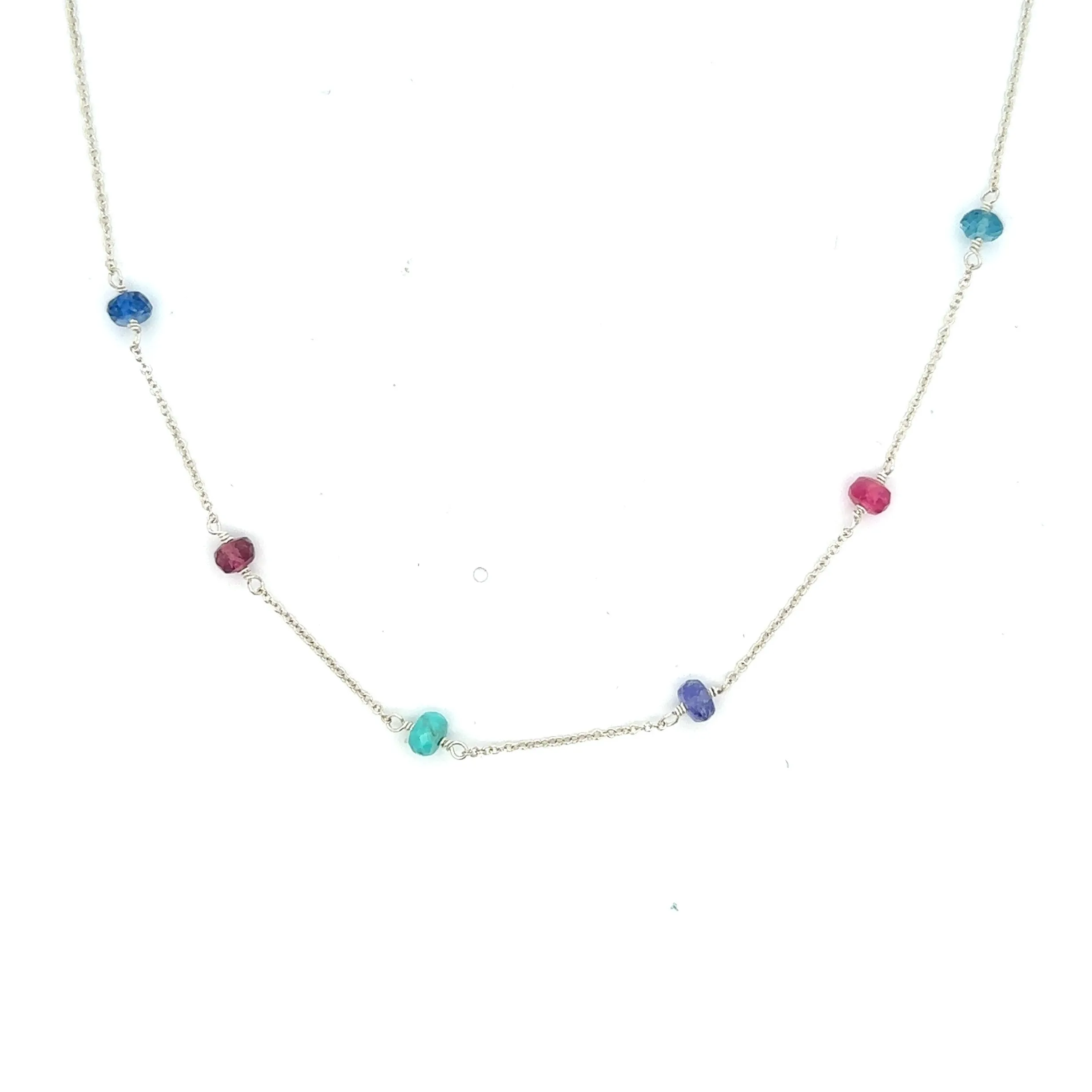 Birthstone Rondelle Station Necklace