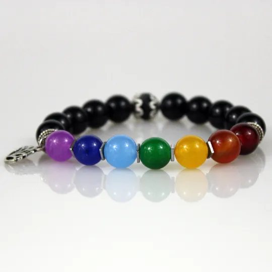 Black Seven Chakra Bead Bracelet