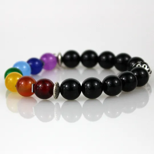 Black Seven Chakra Bead Bracelet