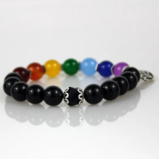 Black Seven Chakra Bead Bracelet