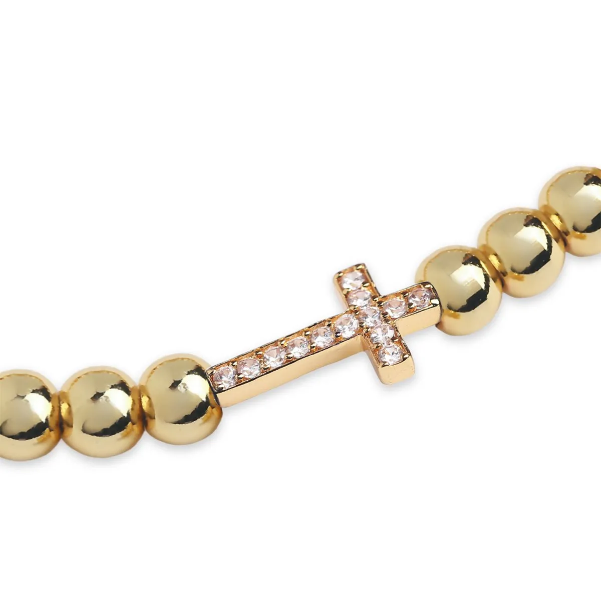 Brass 18k Crystal Studded Cross Embllishment Bracelet For Women