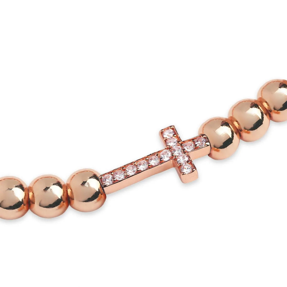 Brass 18k Crystal Studded Cross Embllishment Bracelet For Women