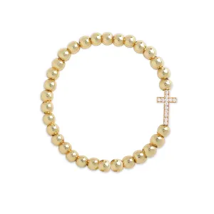 Brass 18k Crystal Studded Cross Embllishment Bracelet For Women