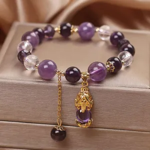 Buddha Stones  Natural Amethyst PiXiu Healing Bracelet