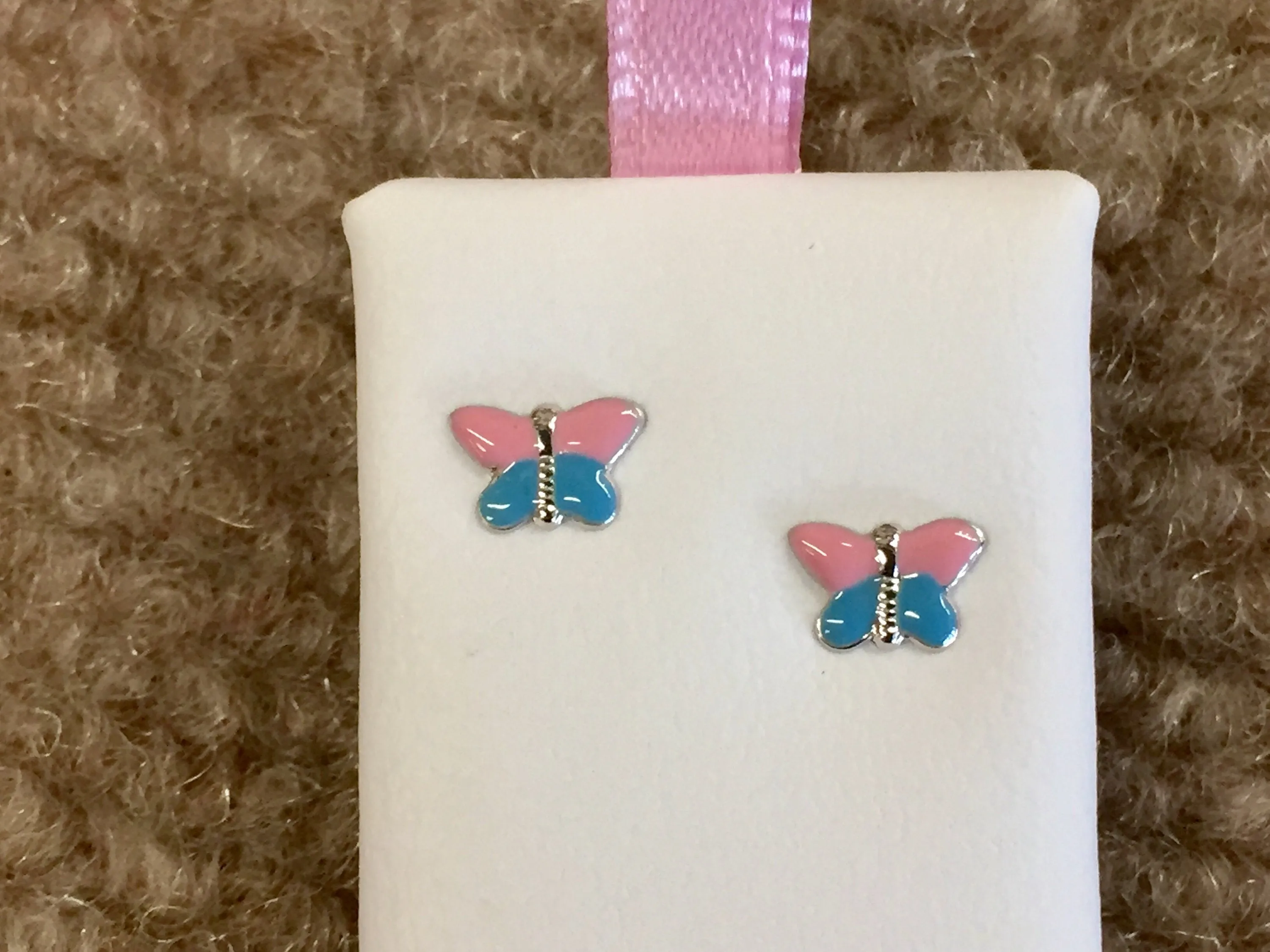 Butterfly Sterling Silver Baby/Child Earrings Threaded Backs