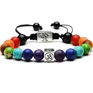 Chakra Tree Of Life Weaved Rope Charm Bracelet