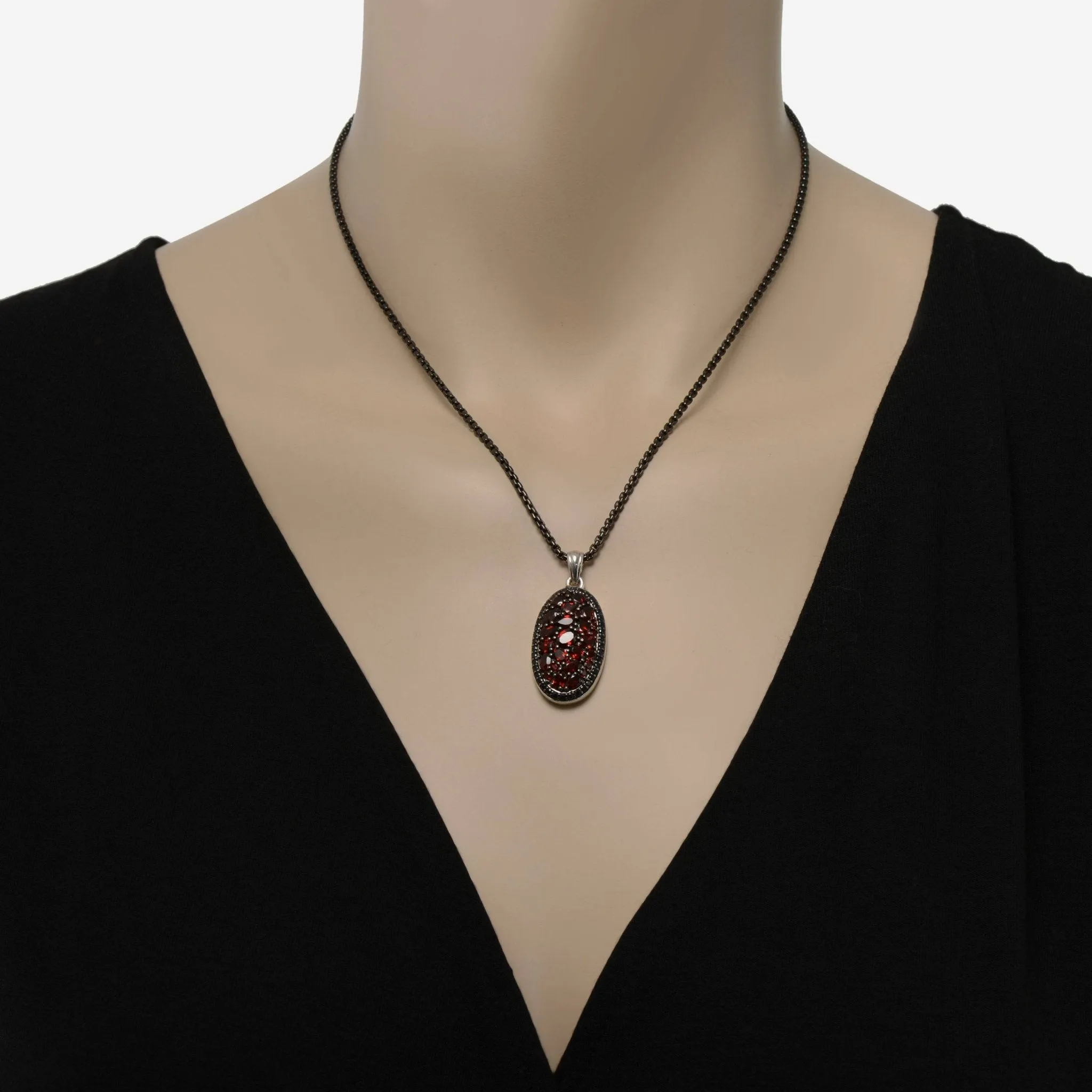 Charles Krypell Roxy Sterling Silver, Black Sapphire 0.62ct. tw. Pendant Necklace 4-600-RXGAR