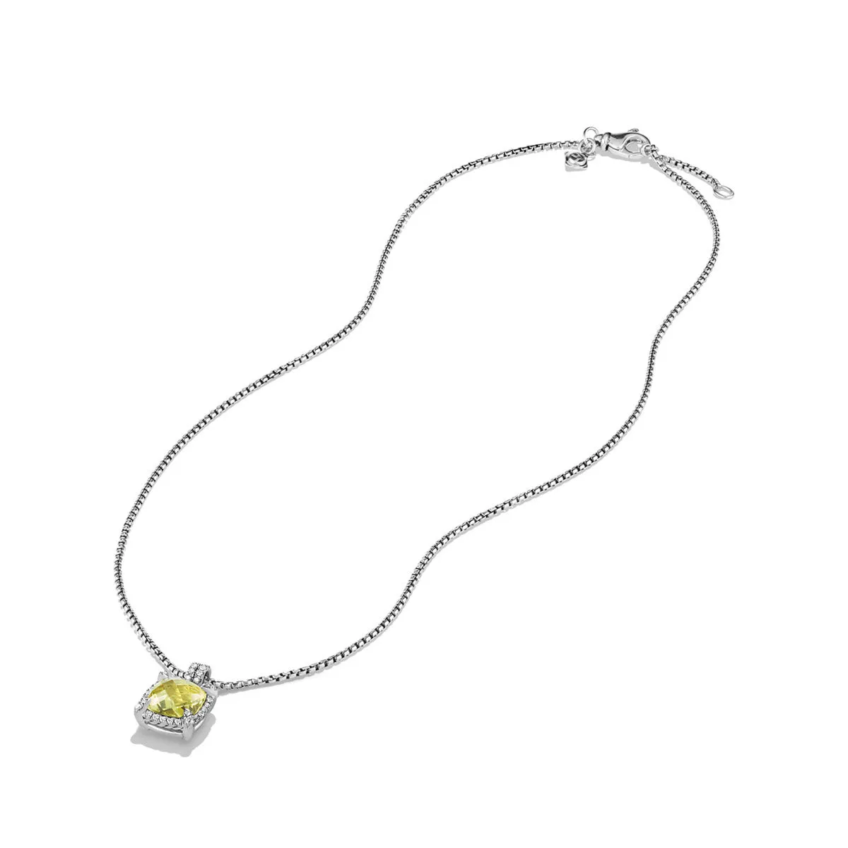 Chatelaine Pave Bezel Pendant Necklace with Lemon Citrine and Diamonds