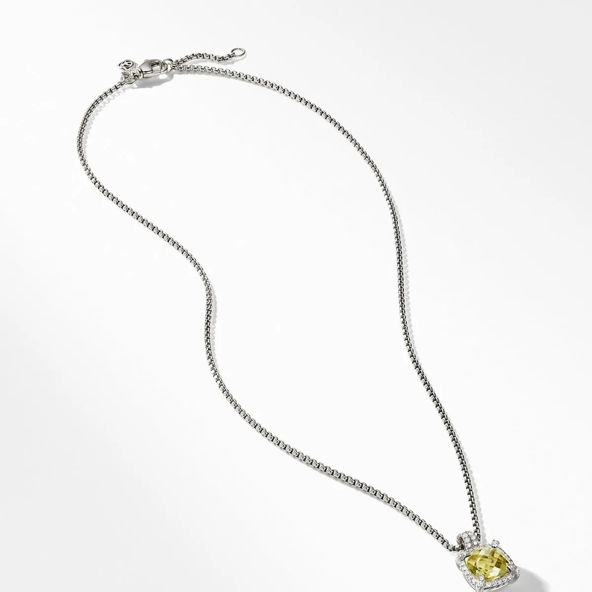 Chatelaine Pave Bezel Pendant Necklace with Lemon Citrine and Diamonds