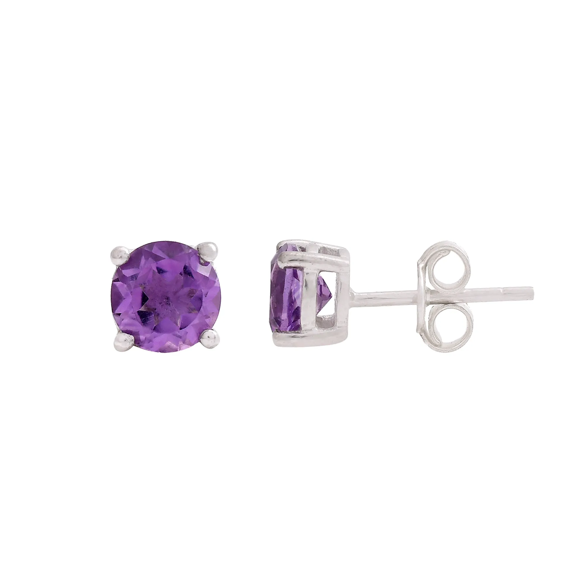 Checker Cut Amethyst Studs Earrings