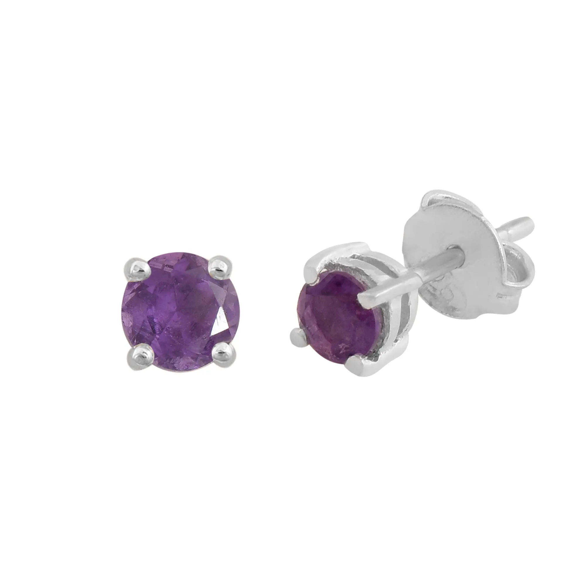 Checker Cut Amethyst Studs Earrings