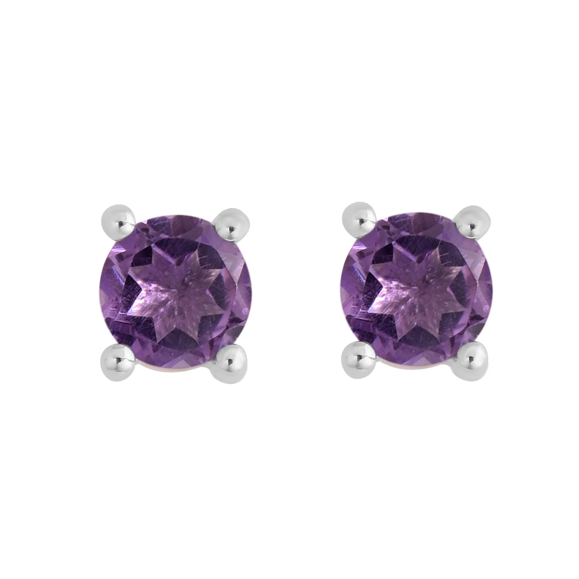 Checker Cut Amethyst Studs Earrings