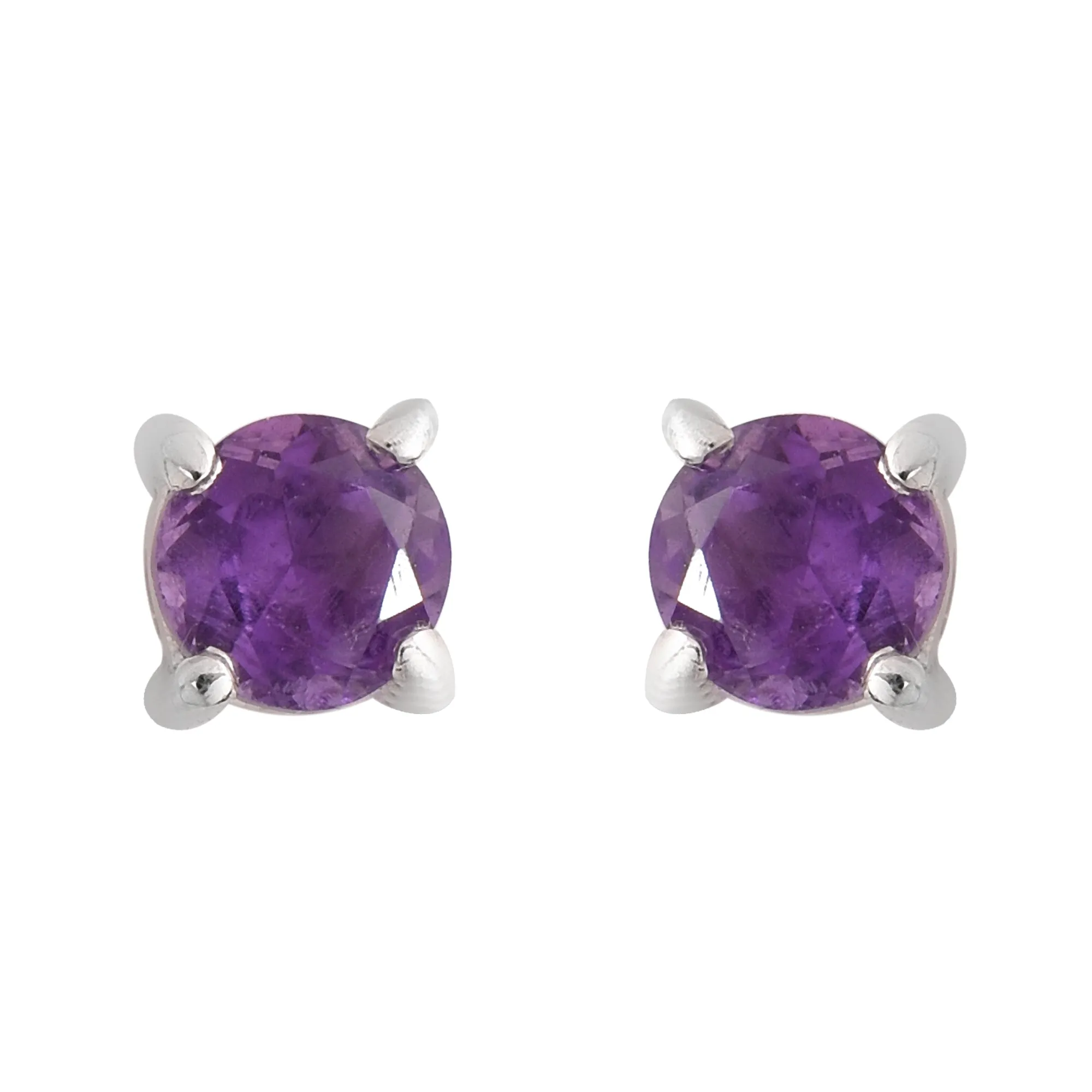 Checker Cut Amethyst Studs Earrings