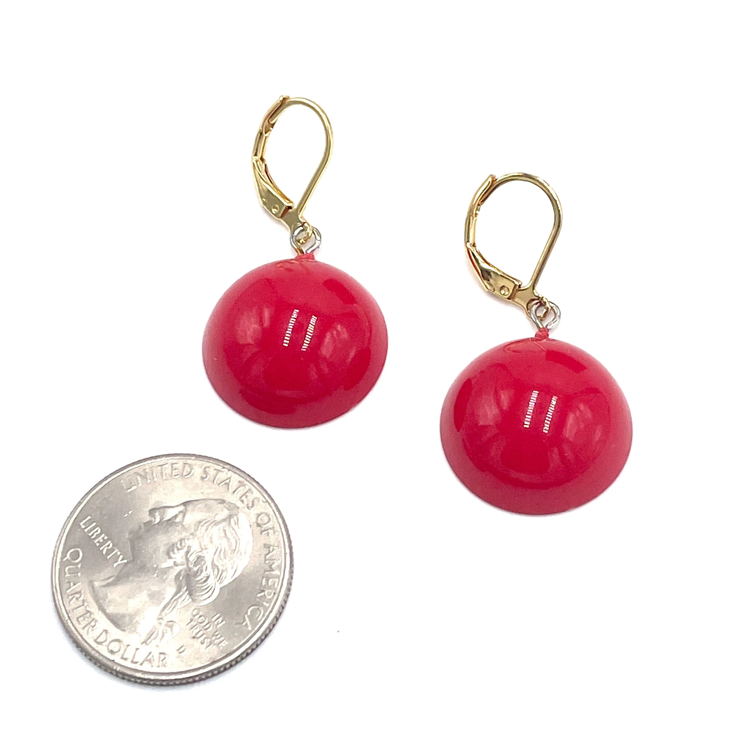 Cherry Red Drop Leverback Earrings *