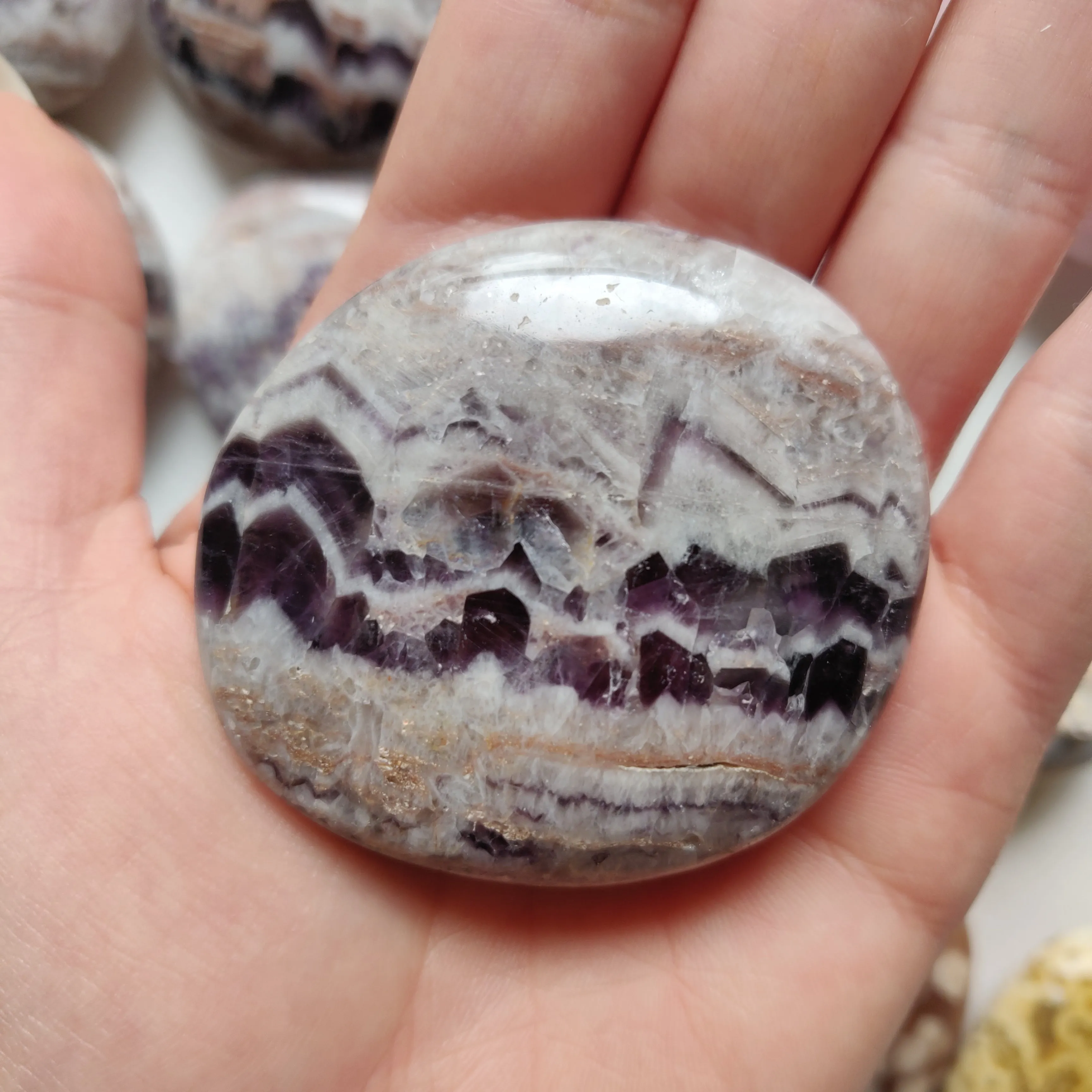 Chevron Amethyst Palm Stone (#12)