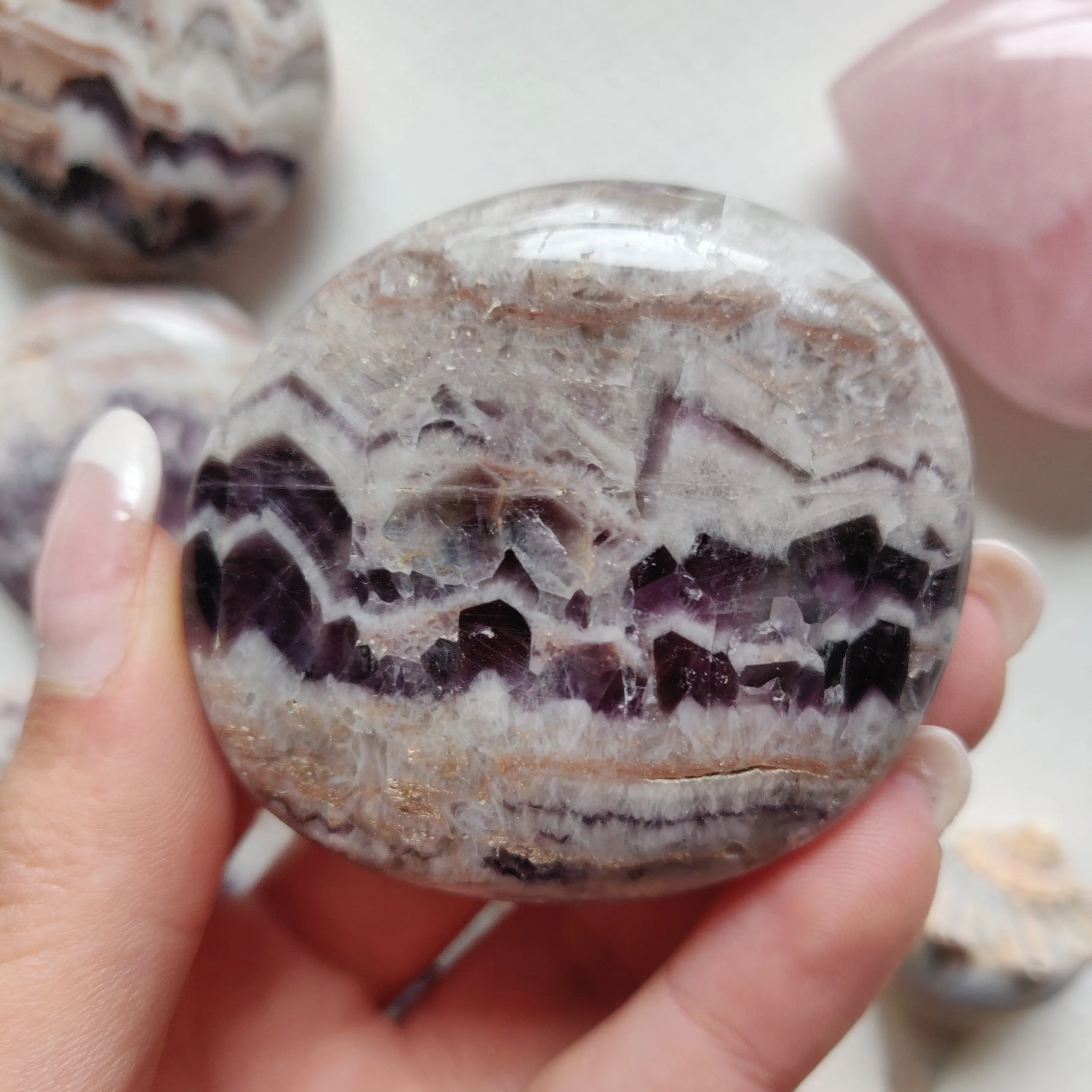 Chevron Amethyst Palm Stone (#12)