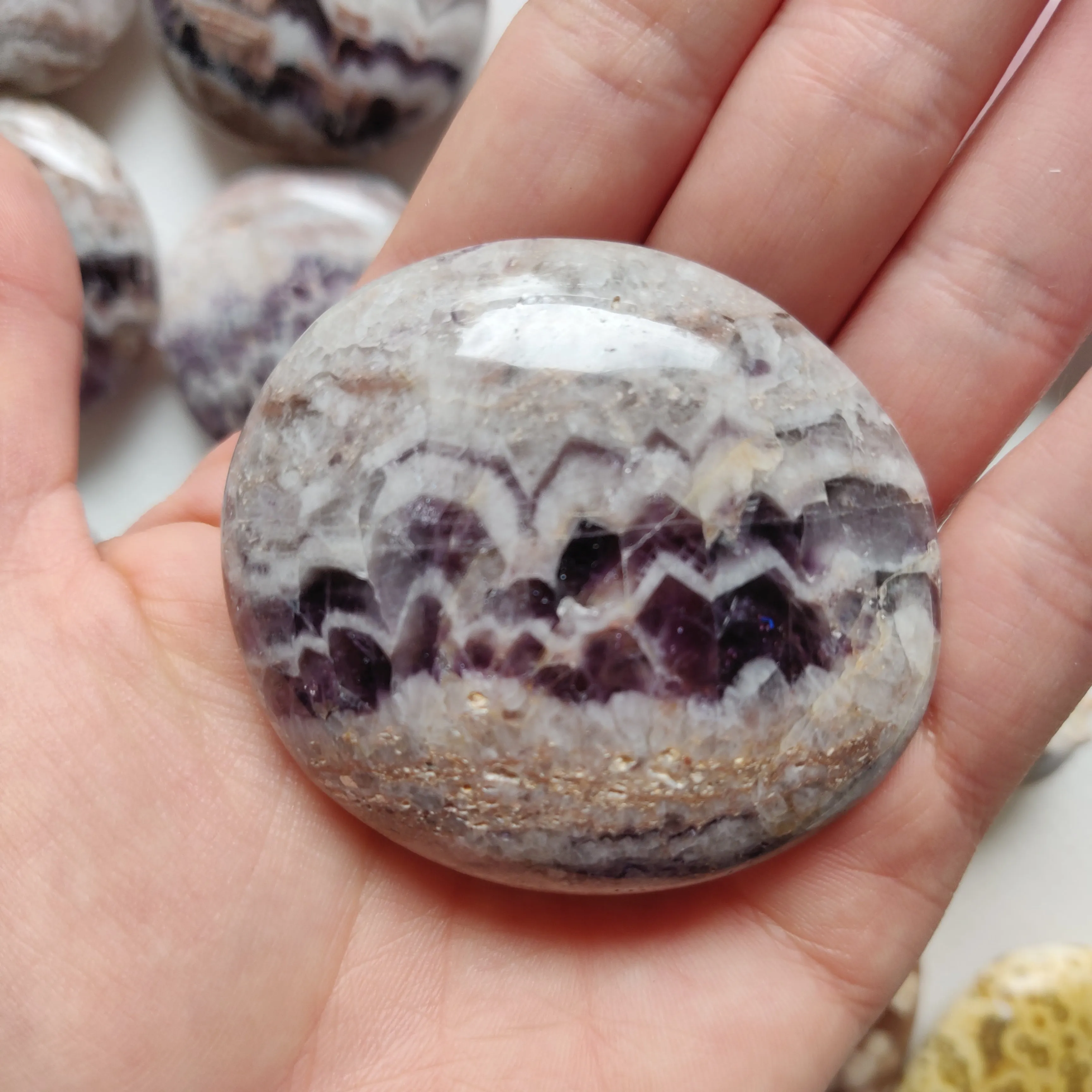 Chevron Amethyst Palm Stone (#12)