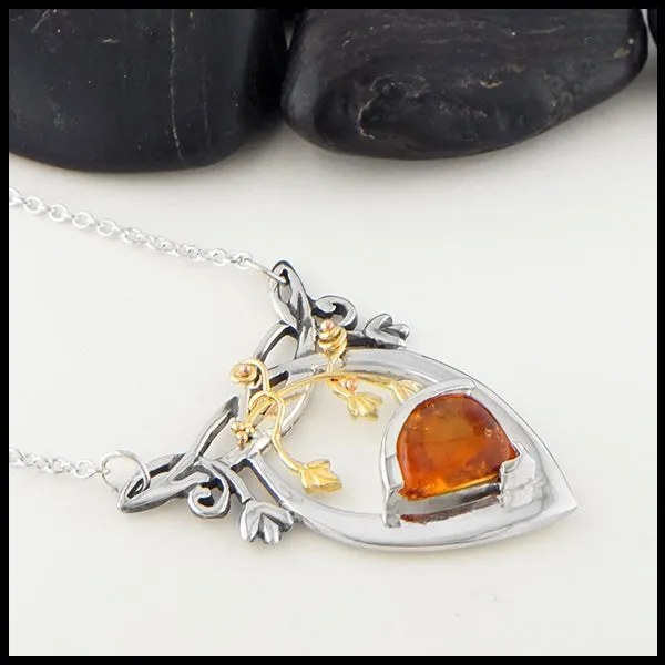 Citrine and Ivy Pendant and Drop Earrings Set