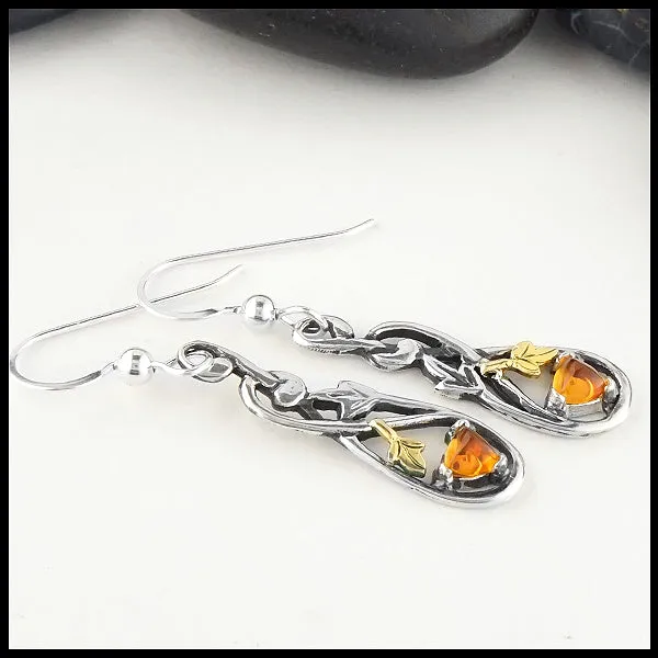 Citrine and Ivy Pendant and Drop Earrings Set