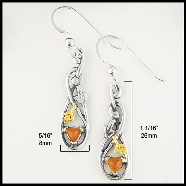 Citrine and Ivy Pendant and Drop Earrings Set