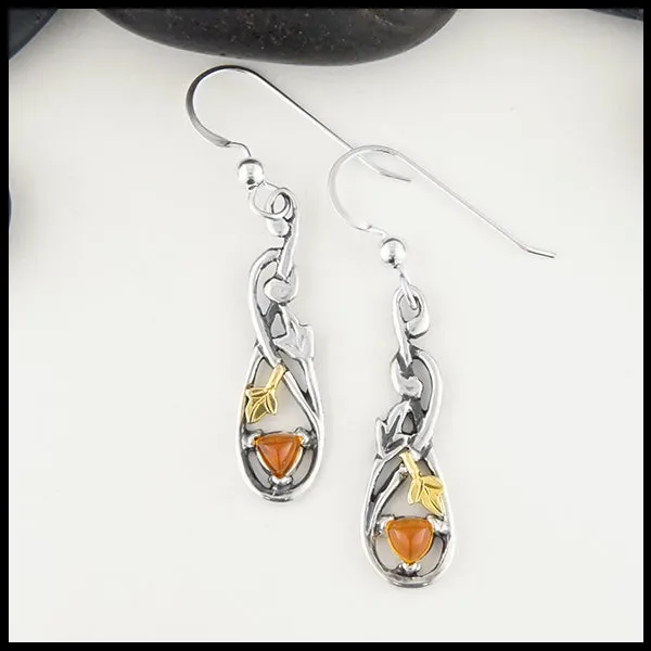 Citrine and Ivy Pendant and Drop Earrings Set