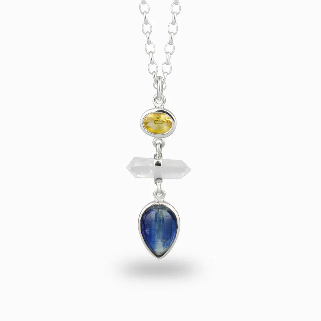 Citrine, Kyanite & Clear Quartz Necklace