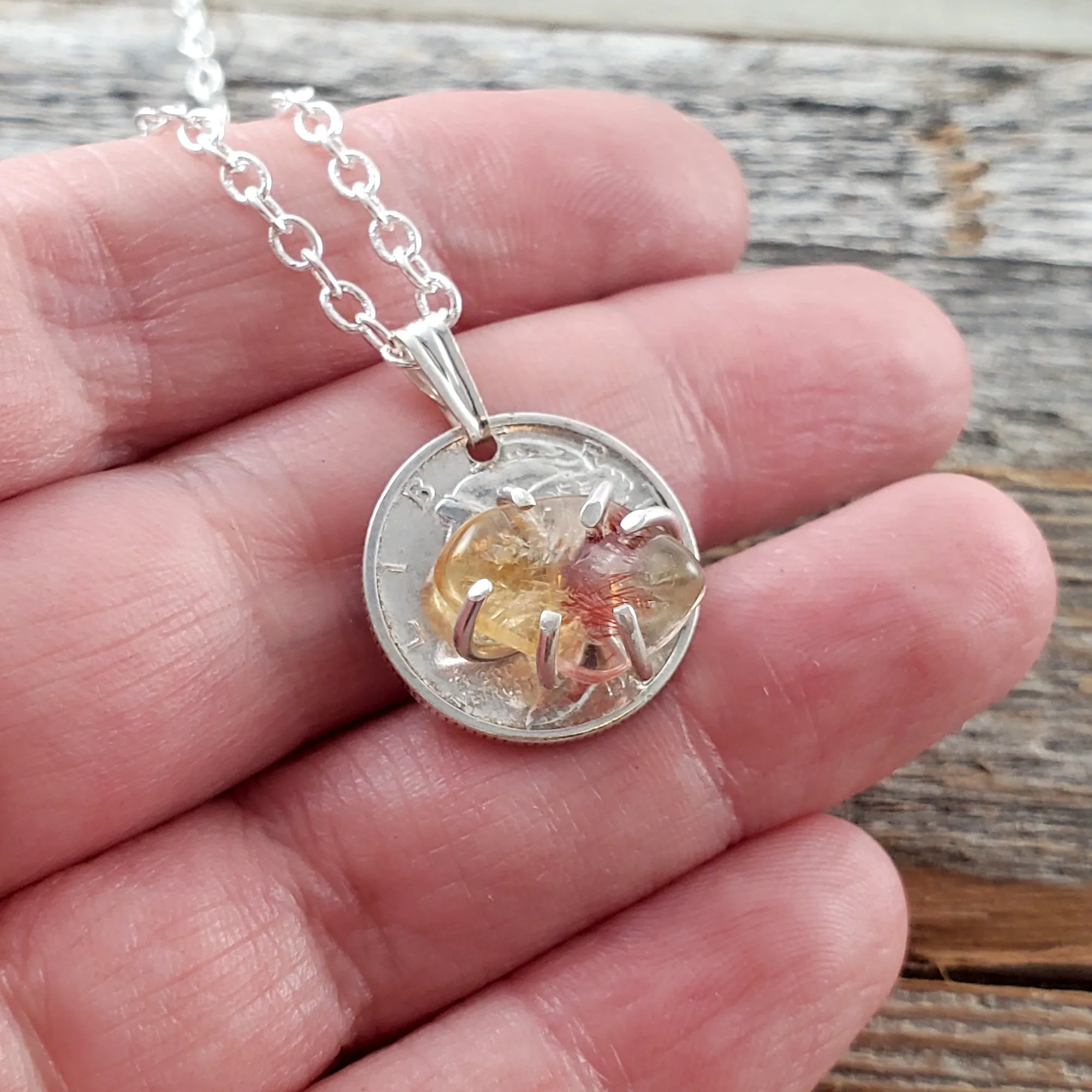 Citrine Mercury Dime Necklace