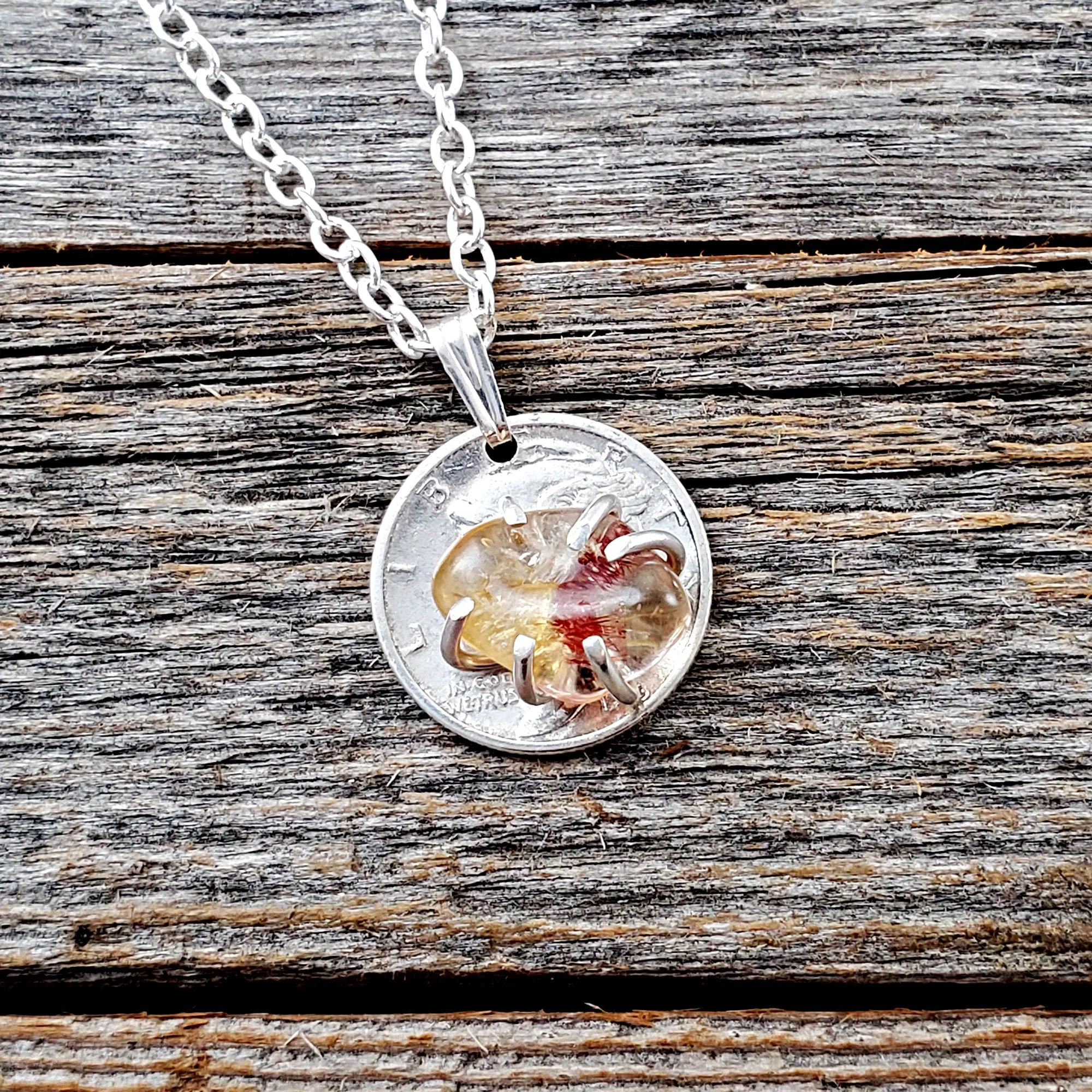 Citrine Mercury Dime Necklace