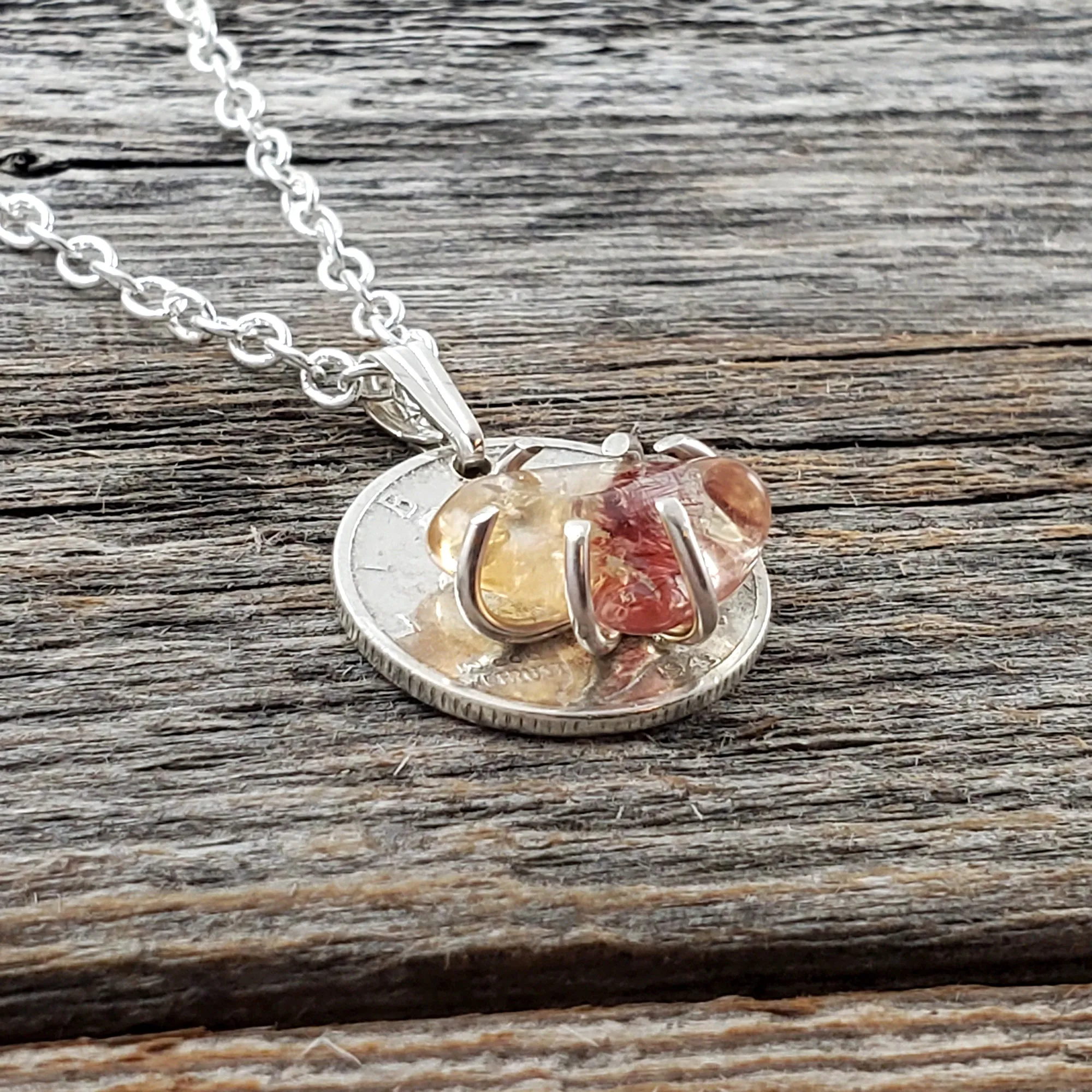 Citrine Mercury Dime Necklace