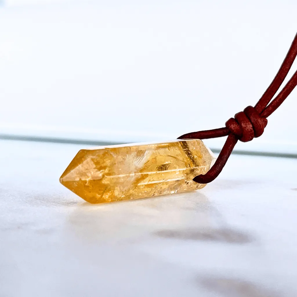 Citrine Point Pendant Necklace OOAK - Radiant Natural Beauty