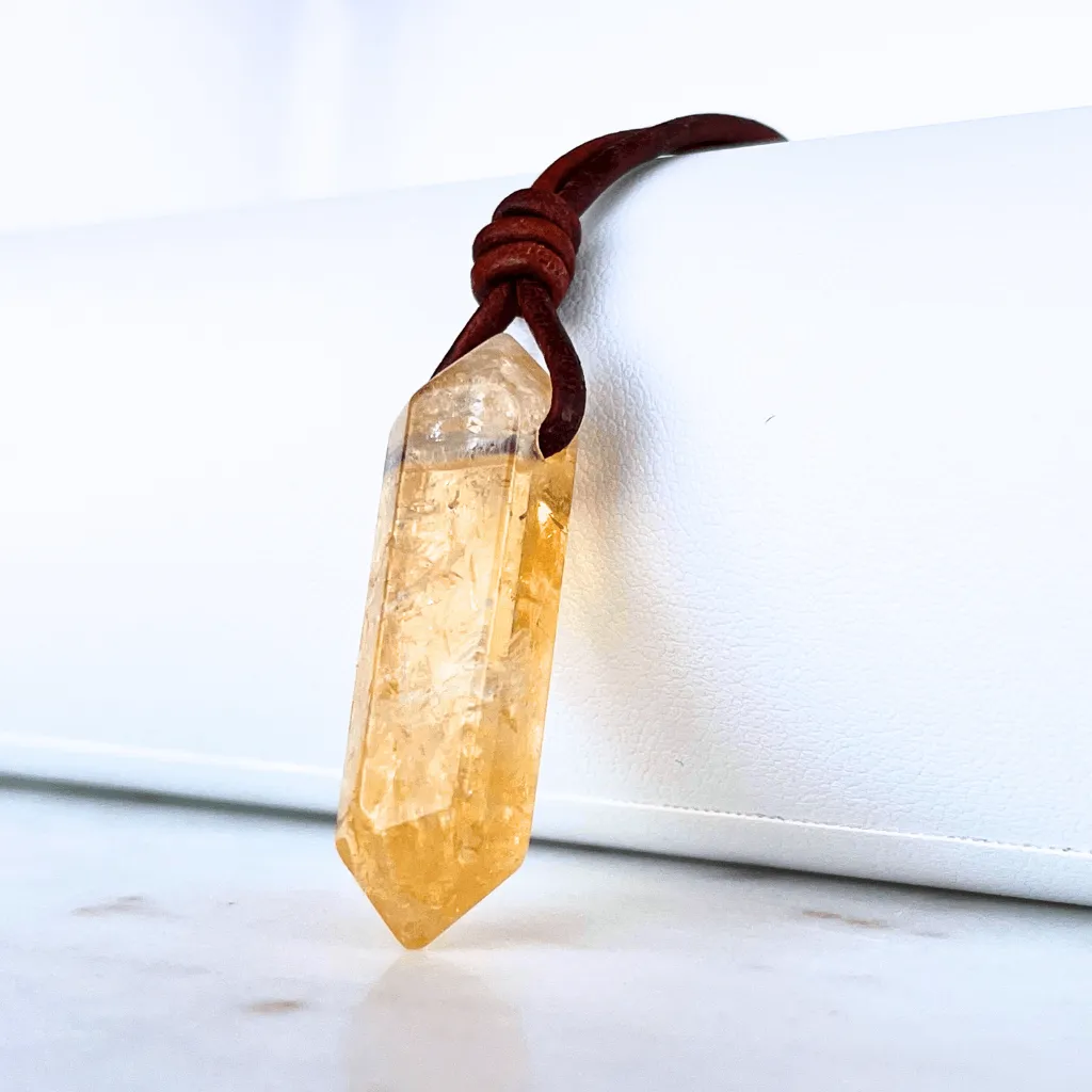 Citrine Point Pendant Necklace OOAK - Radiant Natural Beauty