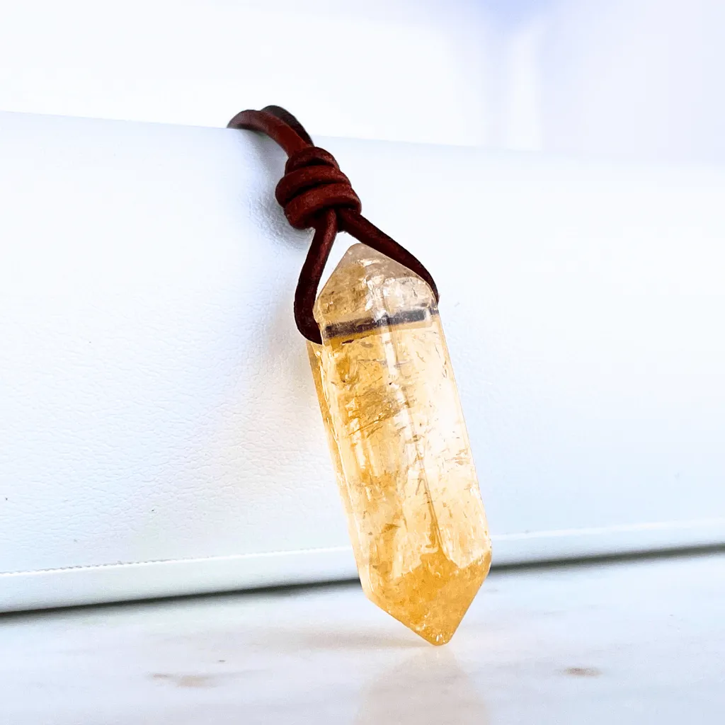 Citrine Point Pendant Necklace OOAK - Radiant Natural Beauty