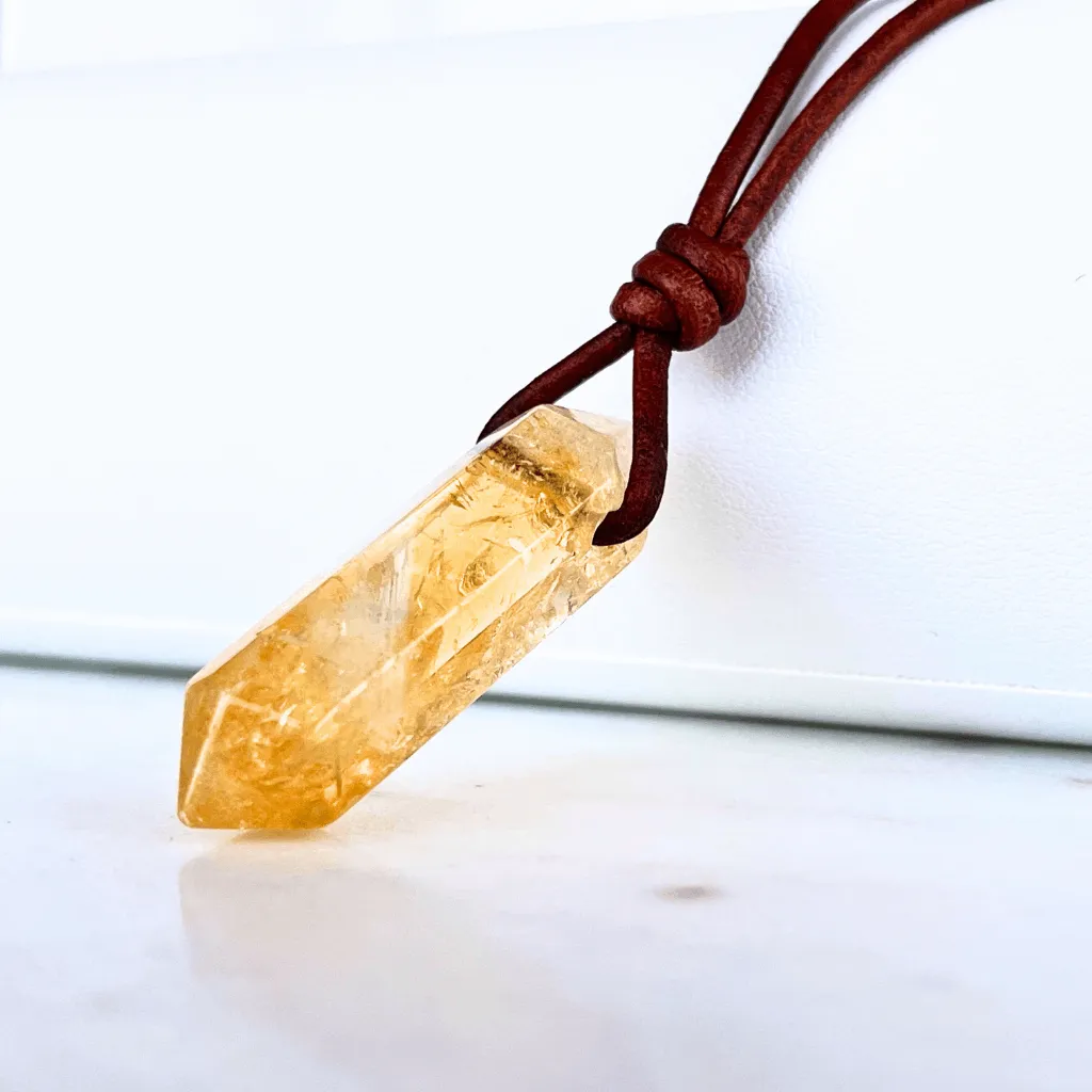 Citrine Point Pendant Necklace OOAK - Radiant Natural Beauty