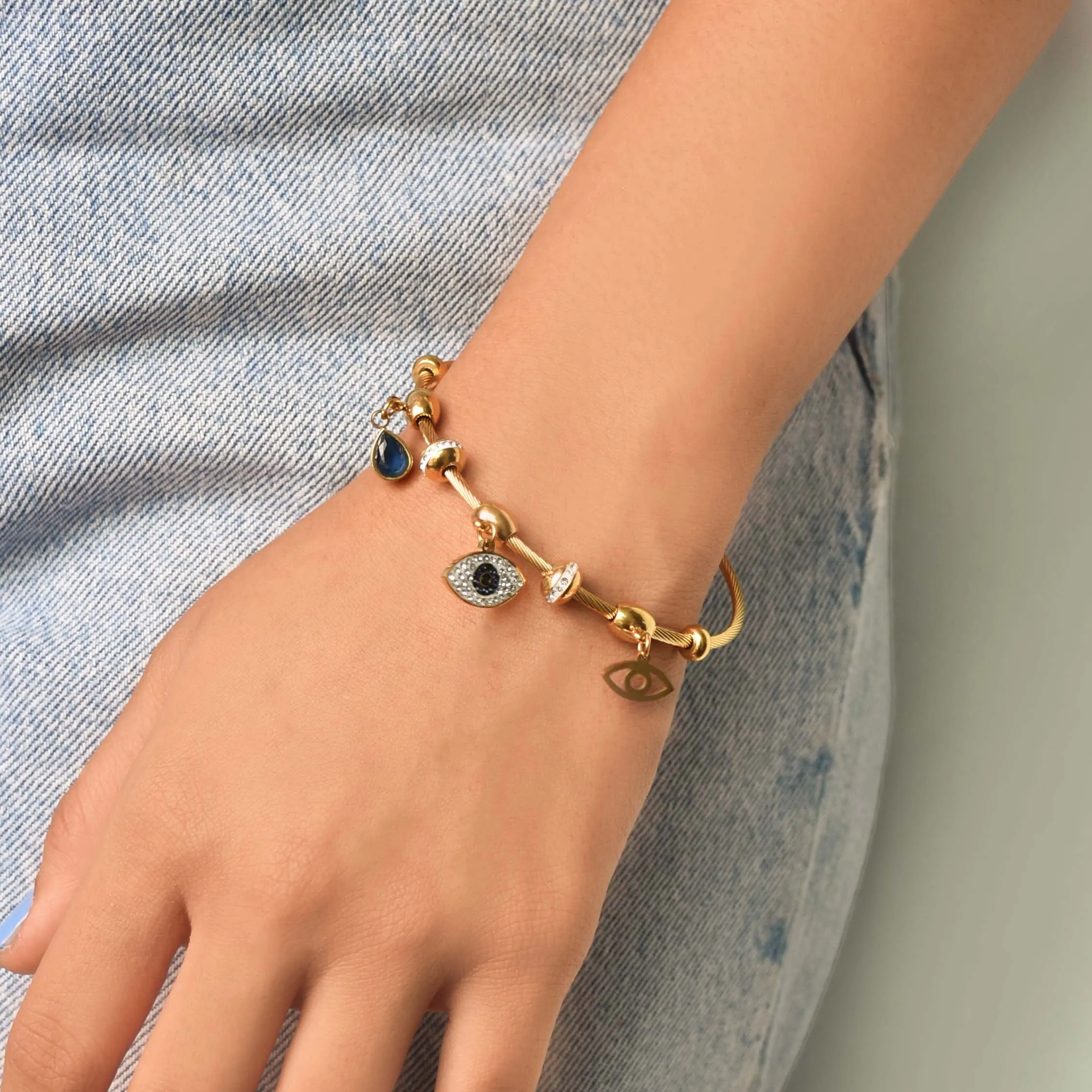 Classic Evil Eye Charm Bangle