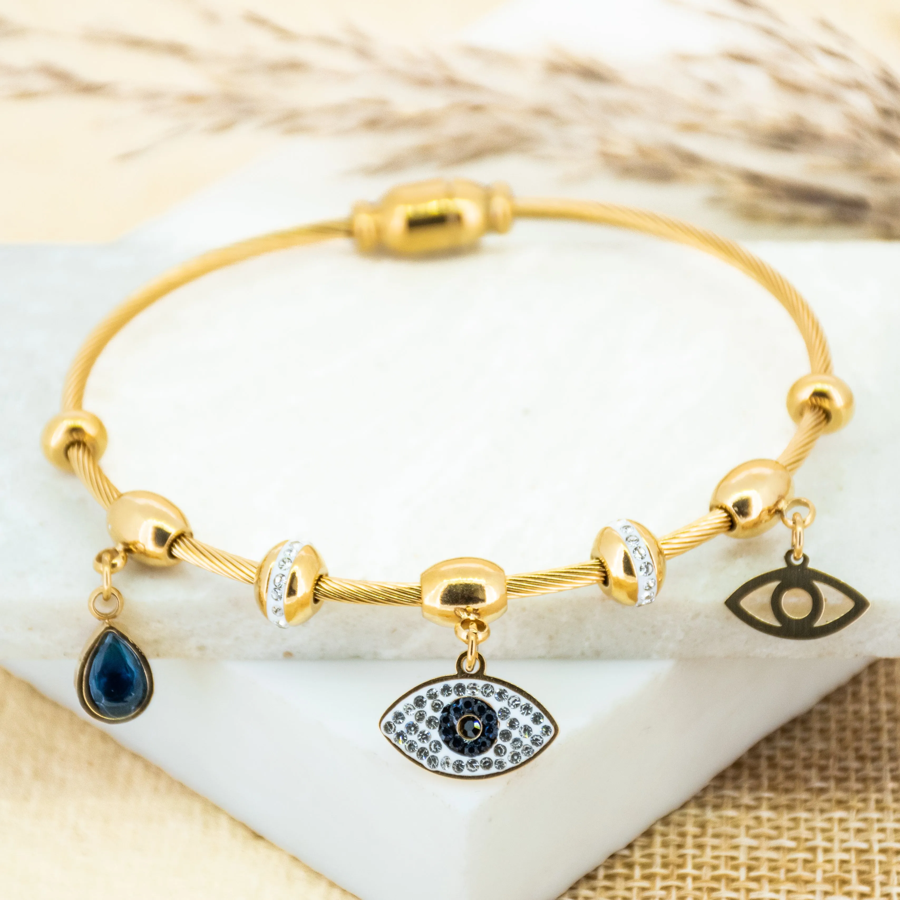 Classic Evil Eye Charm Bangle