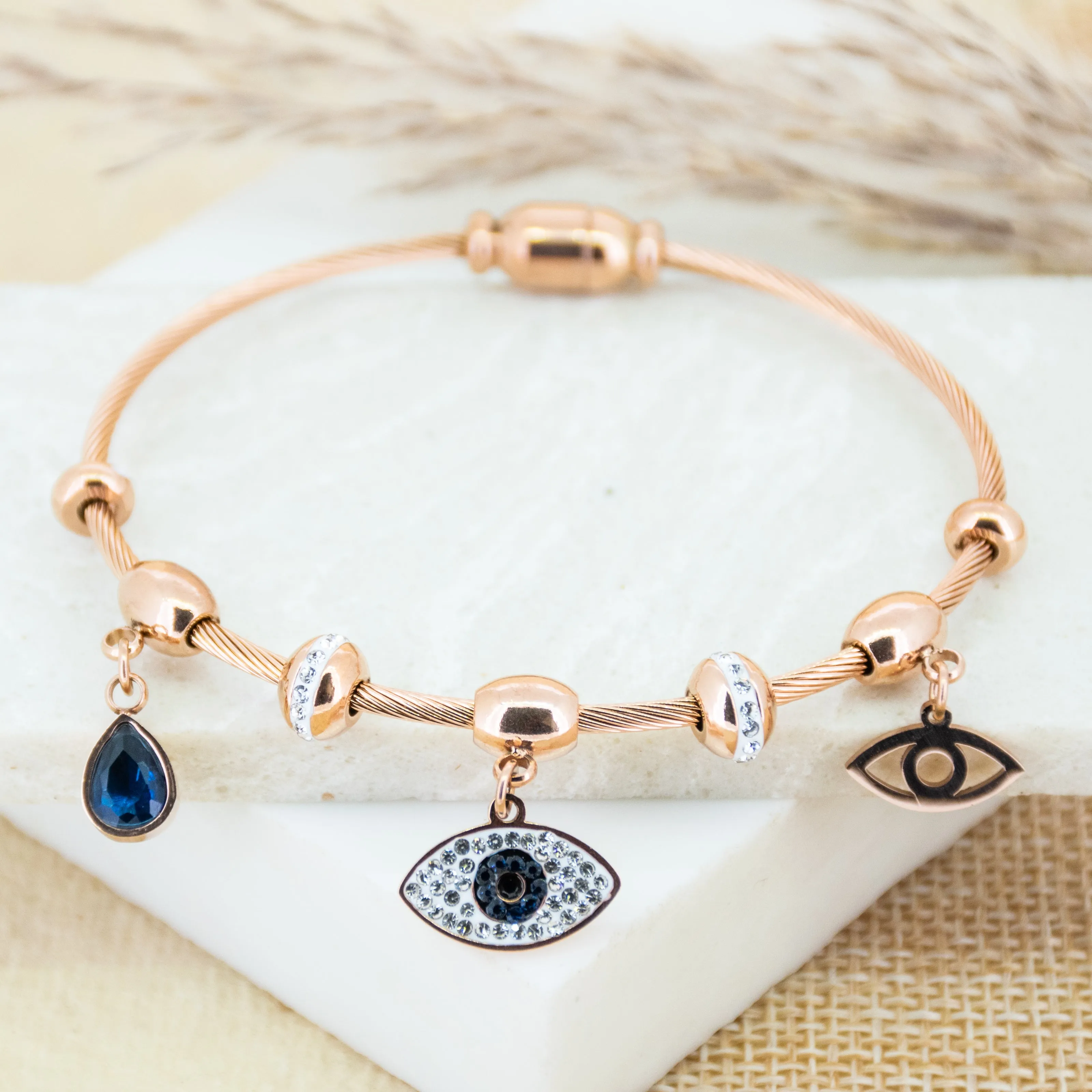 Classic Evil Eye Charm Bangle