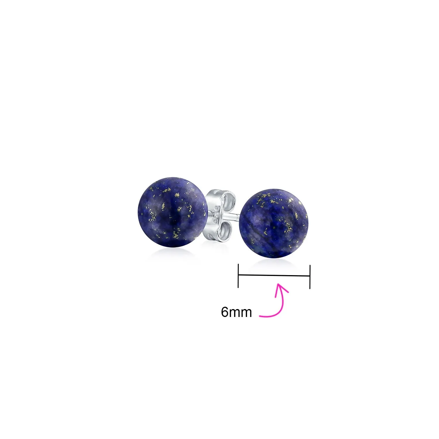 Classic Gemstone Ball Stud Earrings .925 Sterling Silver Birthstone Color Option