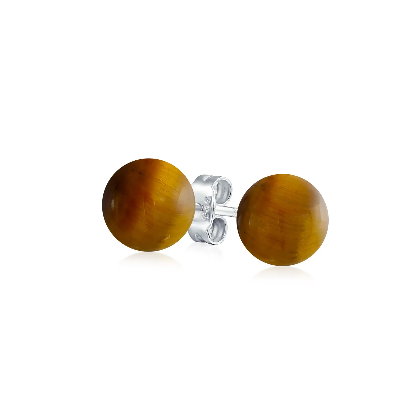 Classic Gemstone Ball Stud Earrings .925 Sterling Silver Birthstone Color Option