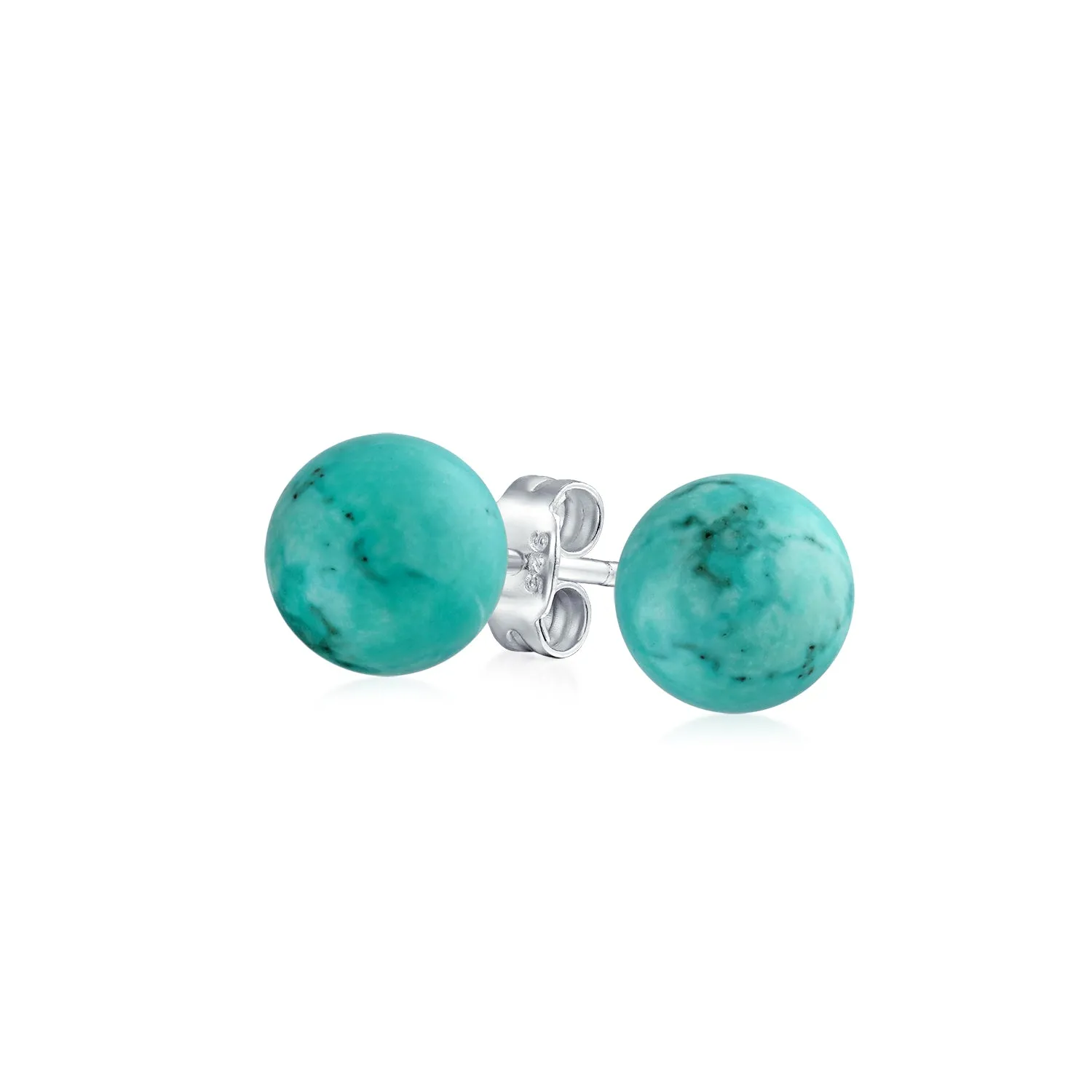 Classic Gemstone Ball Stud Earrings .925 Sterling Silver Birthstone Color Option